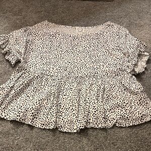 Francesca's Collections Black and White Polka Dot Blouse